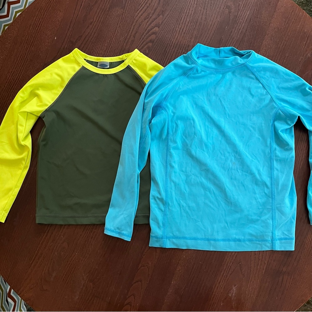 Lot of 2 boys long sleeve rashguard swim shirts 3t and 4t